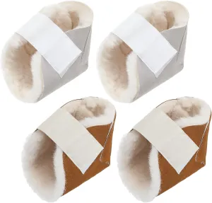 2 Pairs Heel Protector Boot Sheepskin Heel Protectors Soft Foot Cushions Pads with Securing Strap for Protect Feet Ankle Pressure Bed Sores