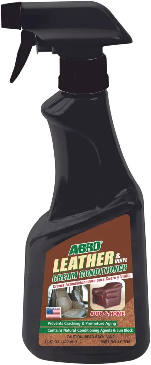 ABRO Leather and Vinyl Cream Conditioner, Leather Conditioner, Moisturizer, and Protect Upholstery, Car Seat, Boots, Couch, Saddle, Restores Faded Colors, Prevents Cracking, Drying, 16 oz (12)