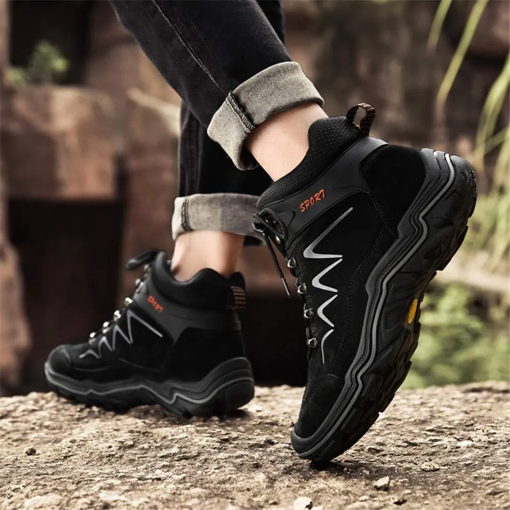 ailishabroy High Top Sneakers For Men Winter Warm Climbing Hiking Shoe Lace Up Ankle Boots