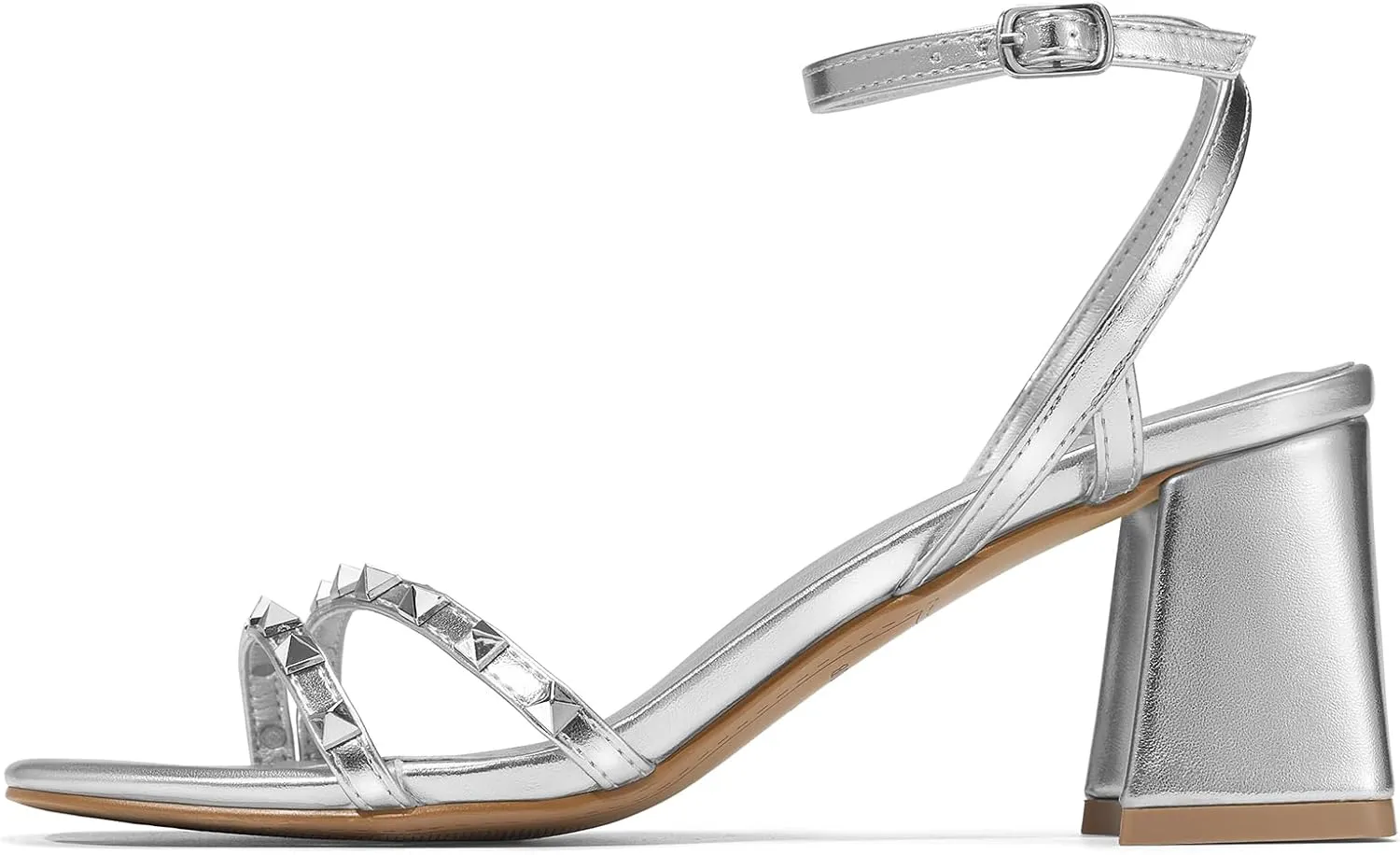 ALICEPUB Women's Chunky Block Heels Strappy Heels Square Open Toe Heeled Sandals Short Heels Comfortable Dressy Shoes Wedding Bridal Party