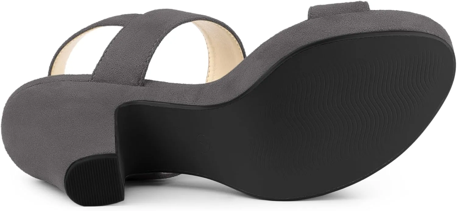 Allegra K Women's Slingback Platform Heels Chunky High Heel Sandals