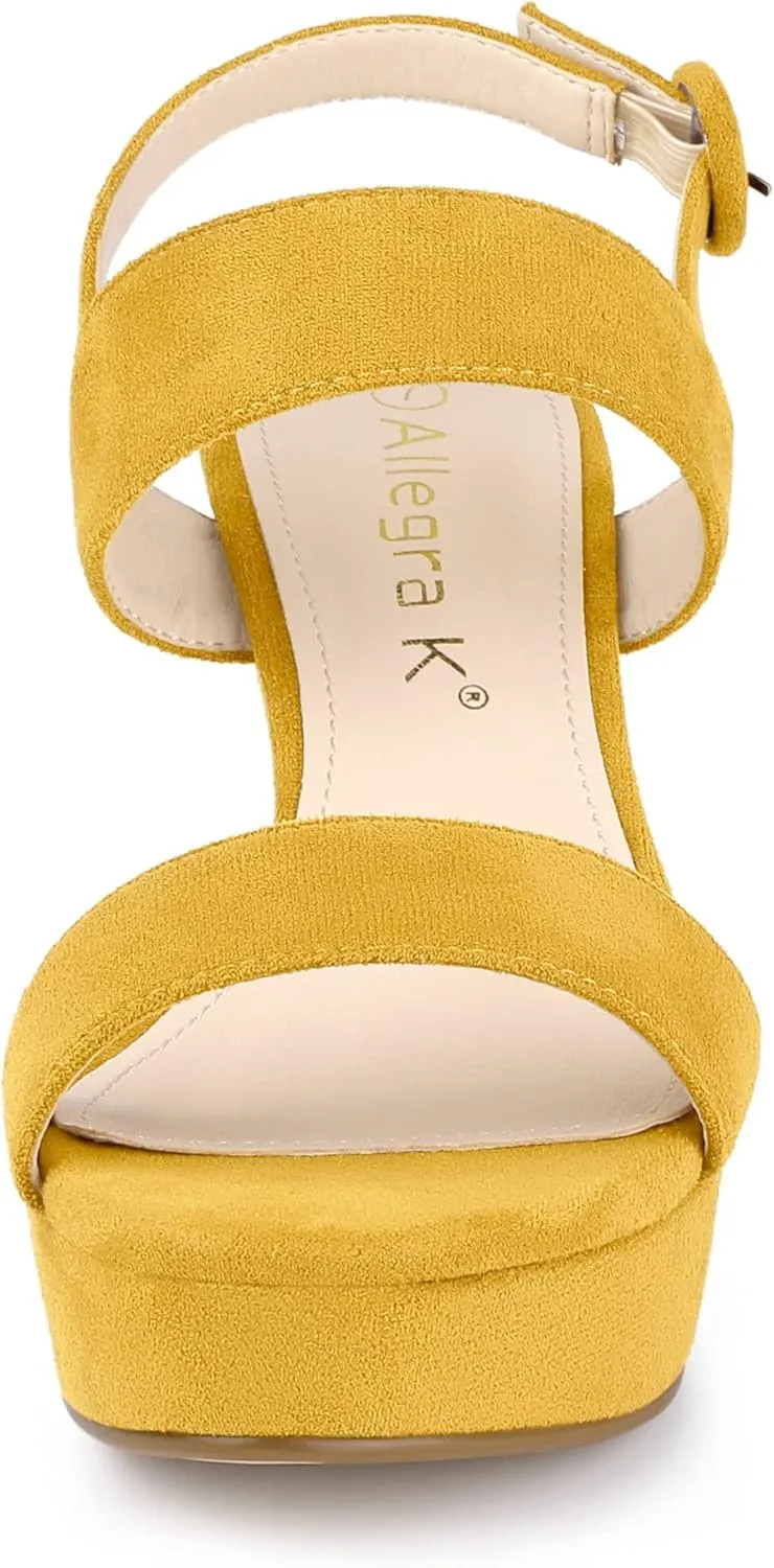 Allegra K Women's Slingback Platform Heels Chunky High Heel Sandals