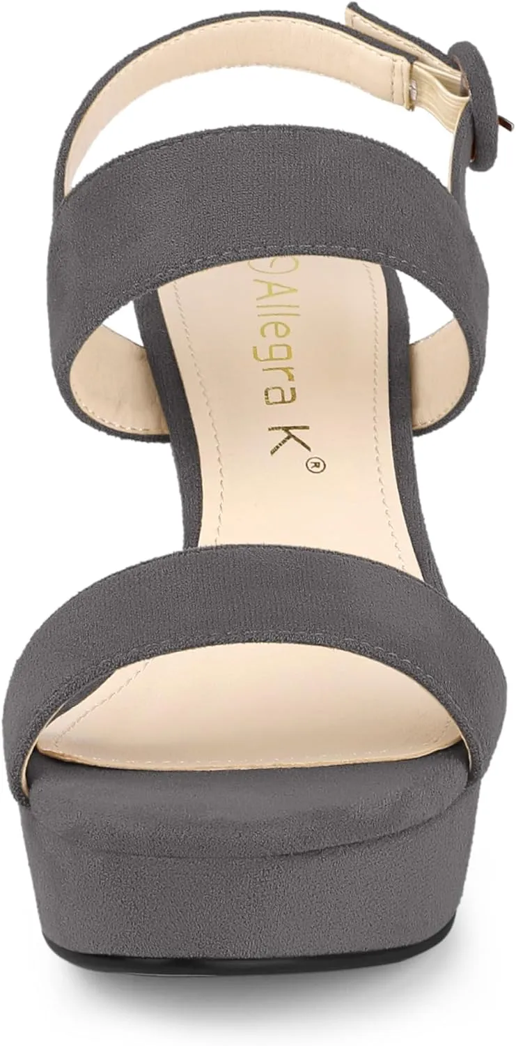Allegra K Women's Slingback Platform Heels Chunky High Heel Sandals
