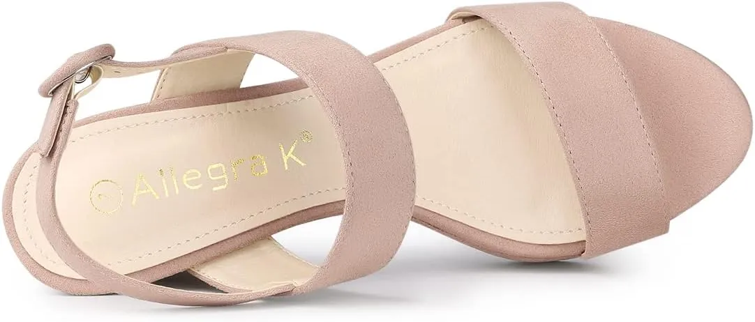 Allegra K Women's Slingback Platform Heels Chunky High Heel Sandals