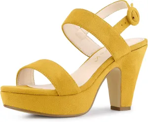Allegra K Women's Slingback Platform Heels Chunky High Heel Sandals