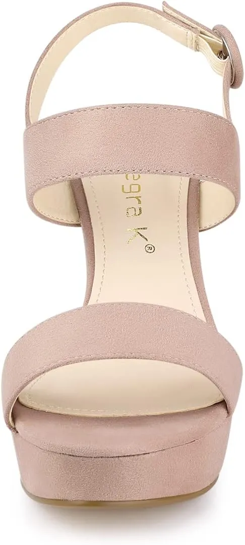 Allegra K Women's Slingback Platform Heels Chunky High Heel Sandals
