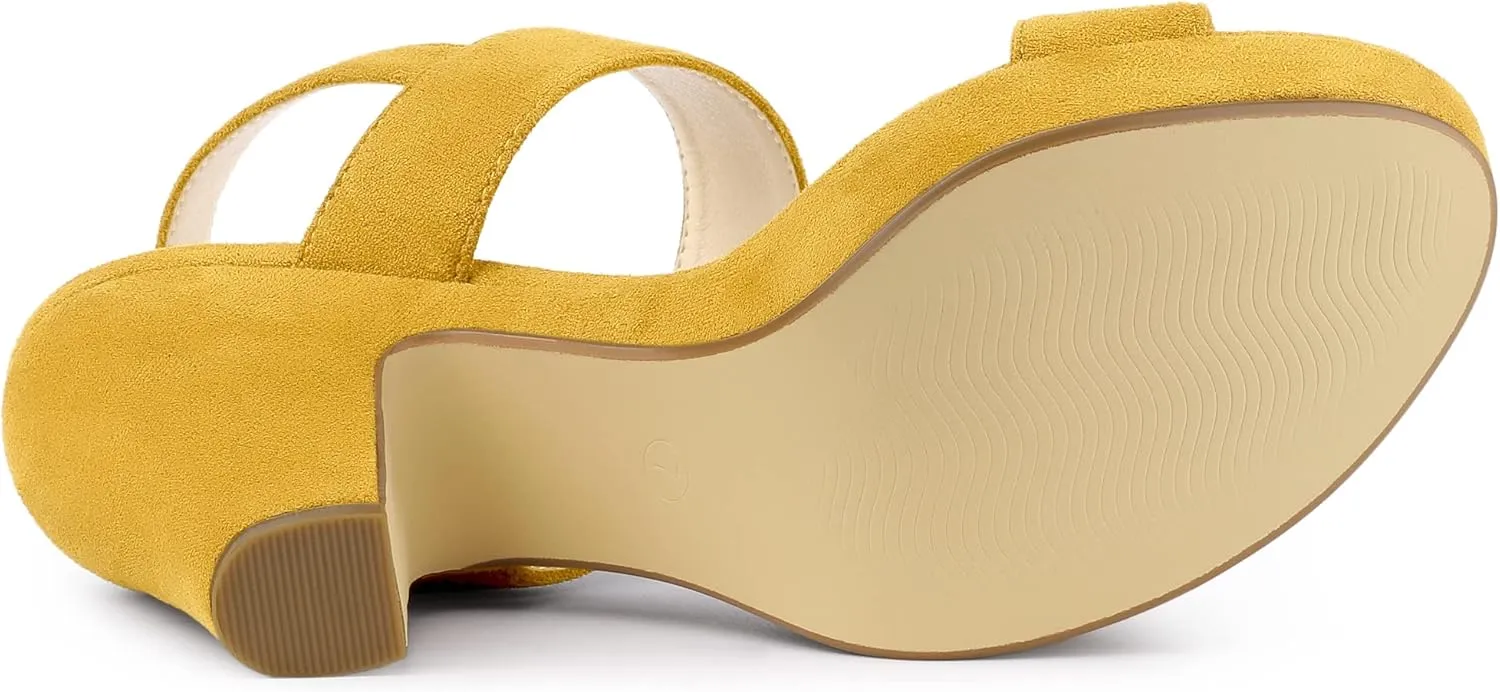 Allegra K Women's Slingback Platform Heels Chunky High Heel Sandals