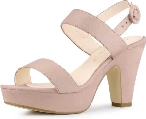 Allegra K Women's Slingback Platform Heels Chunky High Heel Sandals