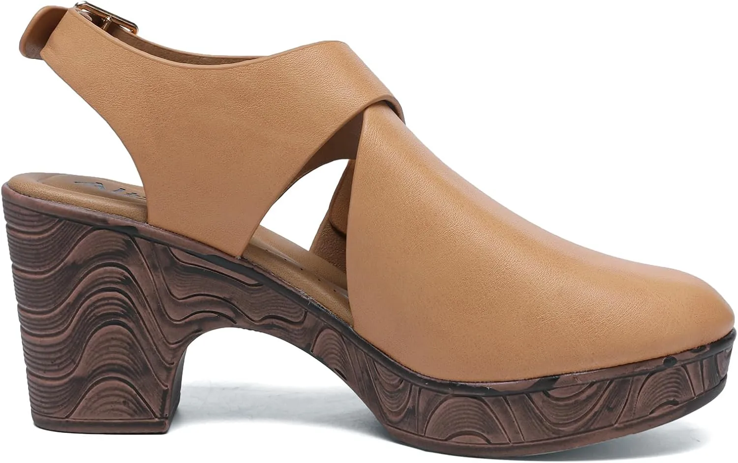 Altxic Women's Comfy Low Block Chunky Heels Sandals Closed Round Toe Casual Adjustable Slingback Strap Clogs