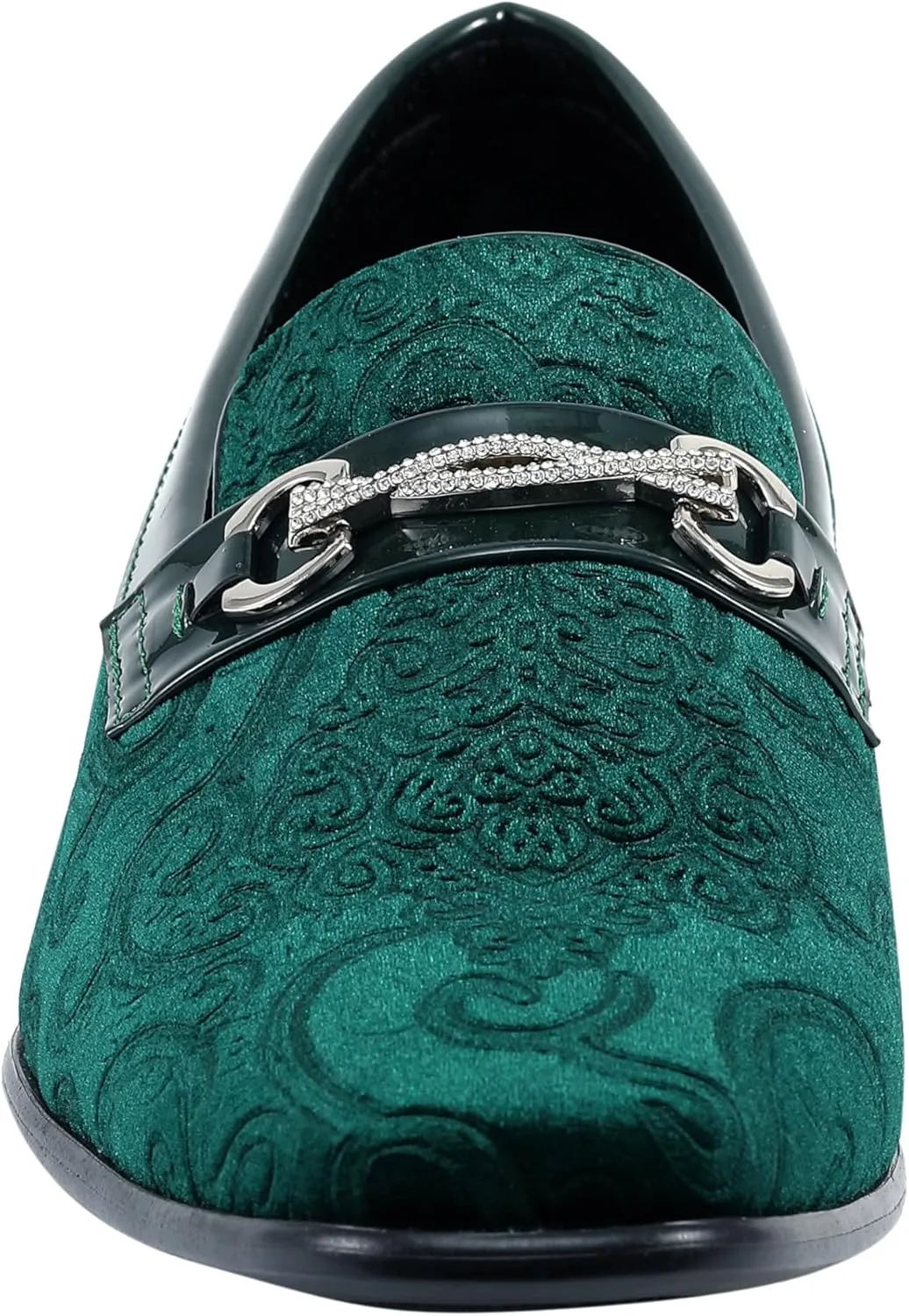Amali King - Men's Slippers - Mens Loafers - Designer Shoes for Men - Tuxedo Shoes - Velvet Loafers Men - Embossed Paisley Pattern, Satin Band and Trim