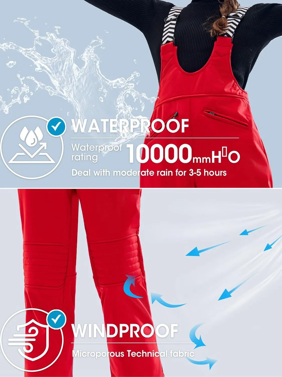 Aoysky Women's Snow Bibs Insulated Bib Overalls Waterproof Ski Bibs Windproof Ski Pants Breathable Snowsuit