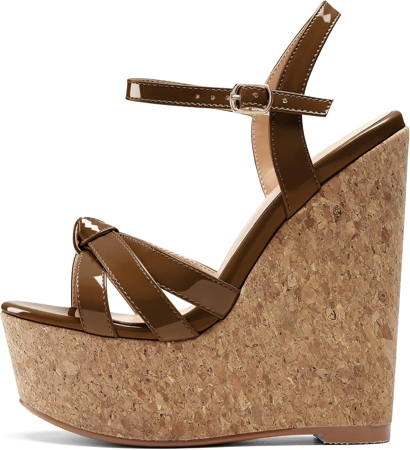 AUMOTED Women Wedge Sandals Platform High Heels Peep Toe 5.9" Ankle Srap Patry Wedding Summer Heeled Sandals