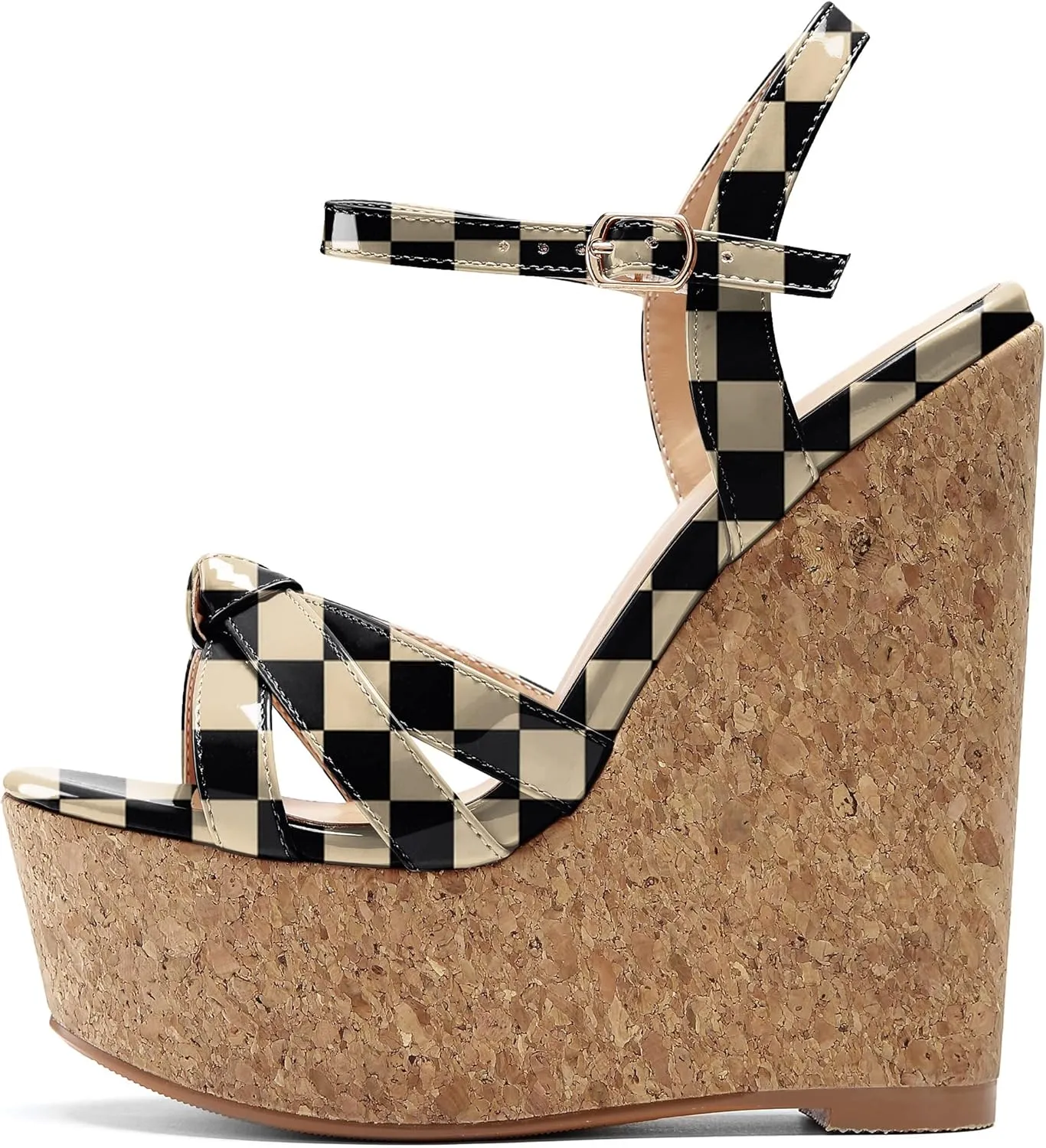 AUMOTED Women Wedge Sandals Platform High Heels Peep Toe 5.9" Ankle Srap Patry Wedding Summer Heeled Sandals