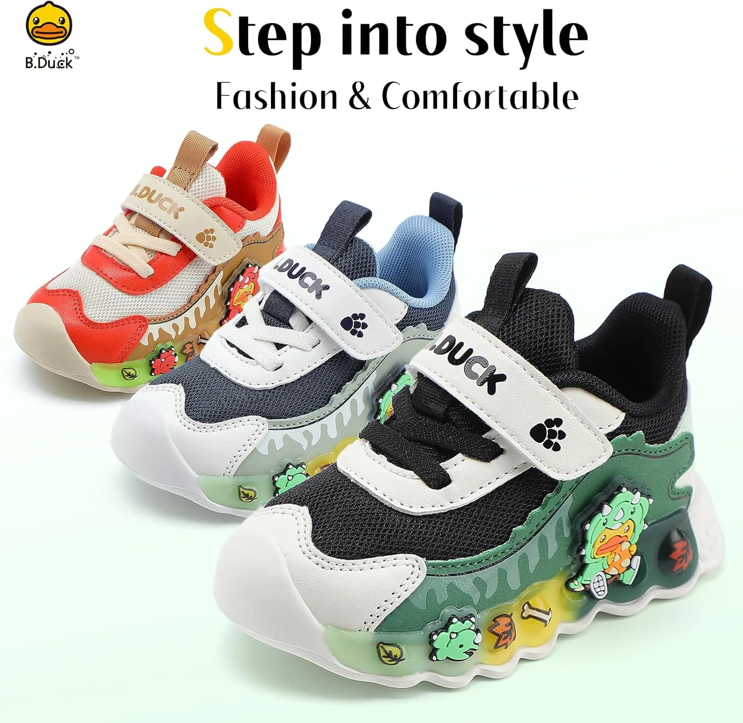 B.Duck Toddler Shoes for Girl and Boy Kids Shoes Toddler Sneakers Girls Shoes [Cute Cartoon Duck] Toddler Running Shoes Toddler Sneakers for Toddler/Little Kid Shoes Size 6-12