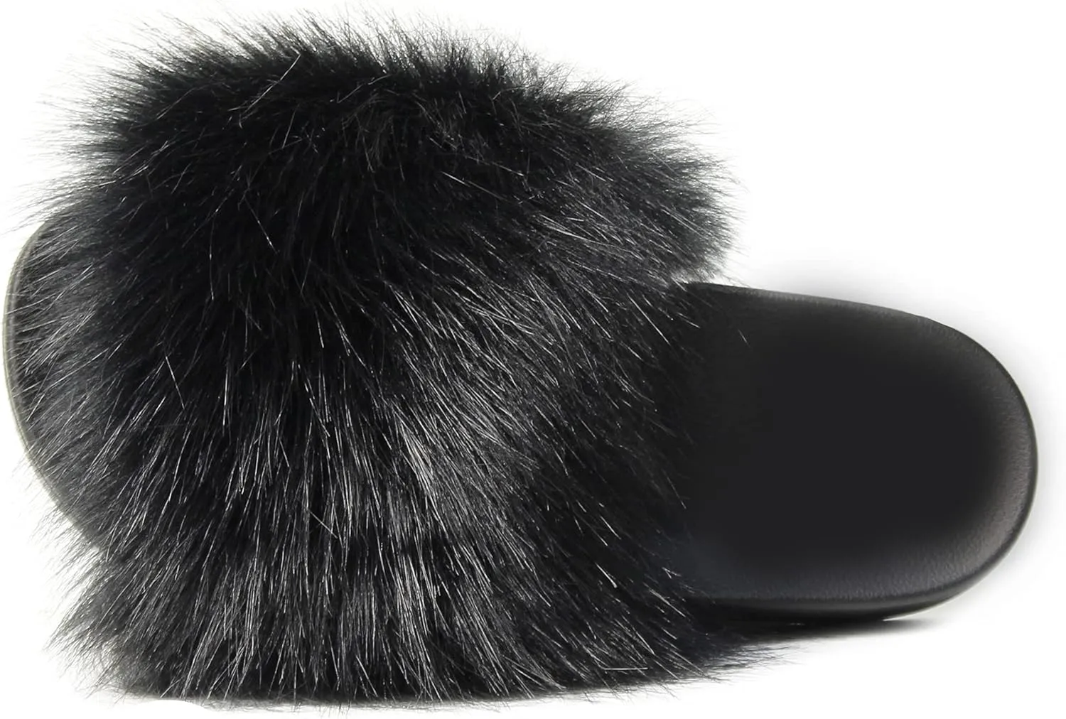 Big Faux Fur Slides, Furry Slippers for Women Fuzzy Fluffy Sandals Shoes