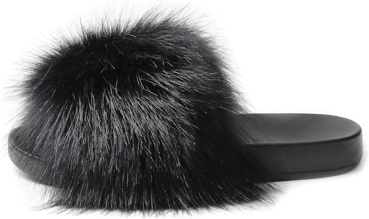 Big Faux Fur Slides, Furry Slippers for Women Fuzzy Fluffy Sandals Shoes