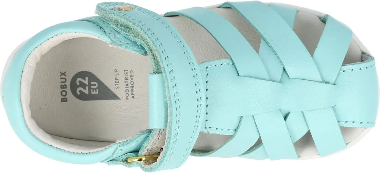 Bobux Step Up Tropicana II Mist Sandals Quickdry Leather Kids Closed-Toe Adjustable Strap