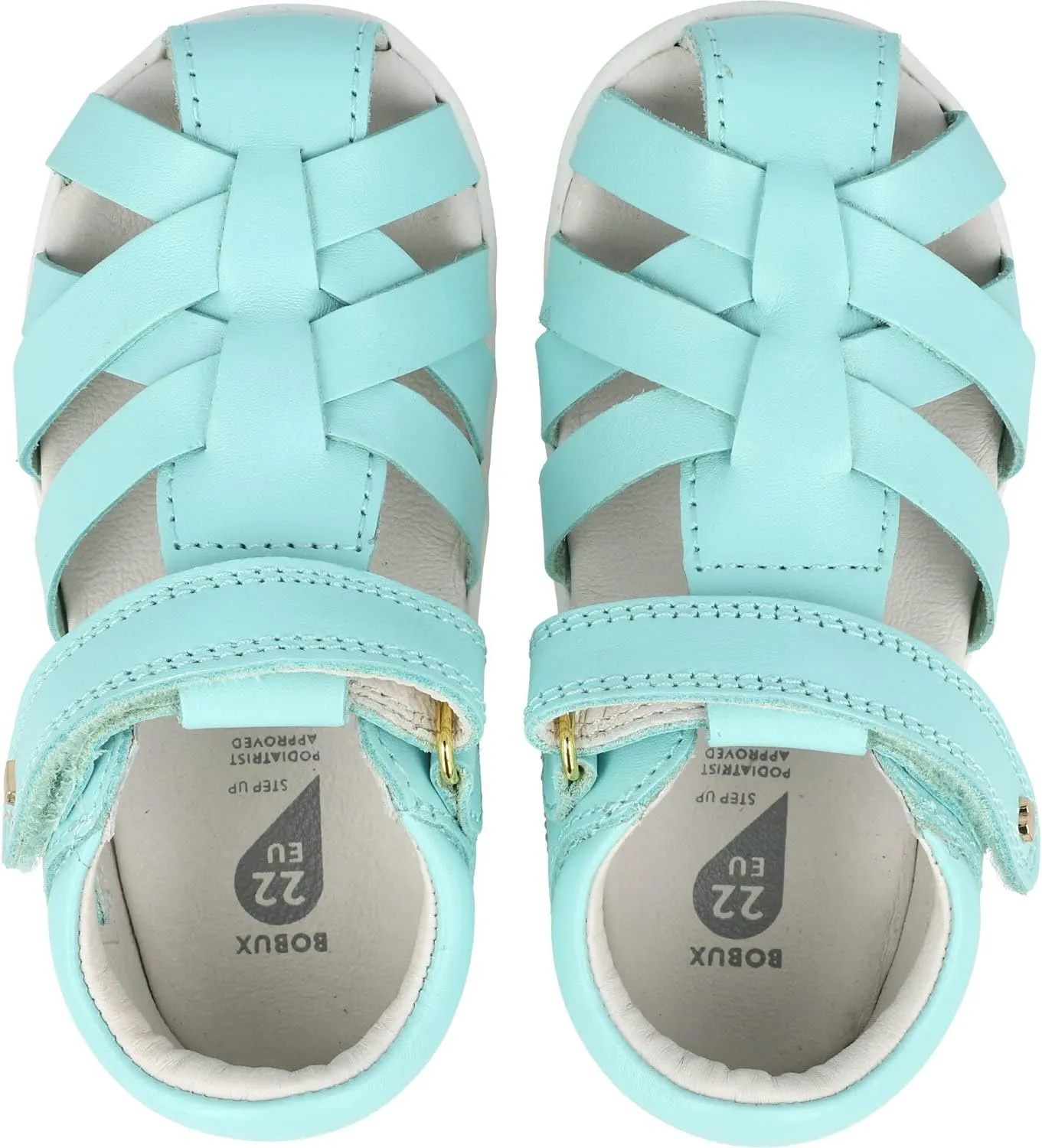 Bobux Step Up Tropicana II Mist Sandals Quickdry Leather Kids Closed-Toe Adjustable Strap