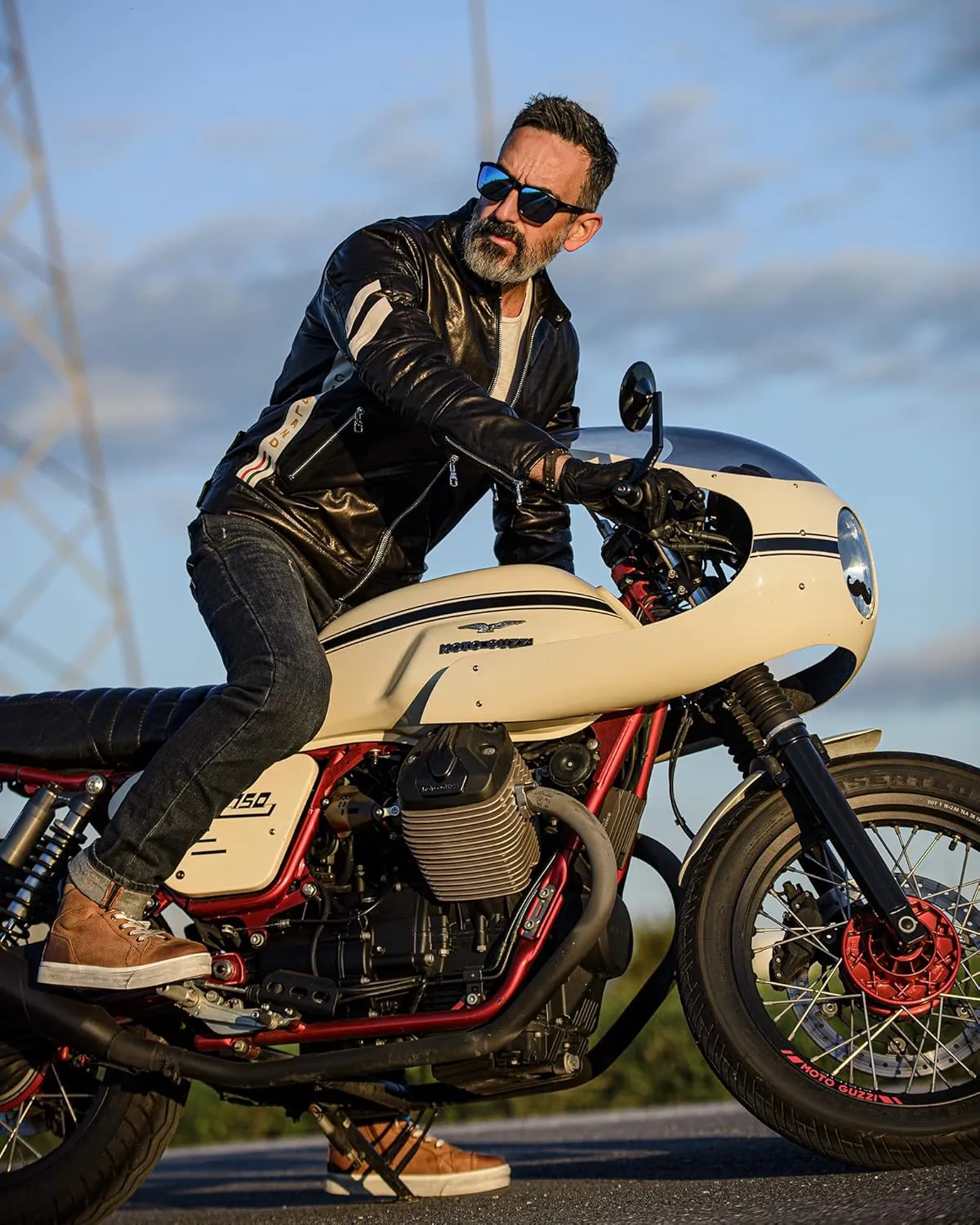 BORLENI Cowhide Leather Motorcycle Breathable Riding Shoes - Casual Outdoor Street Motorcycle Boots for Men Brown