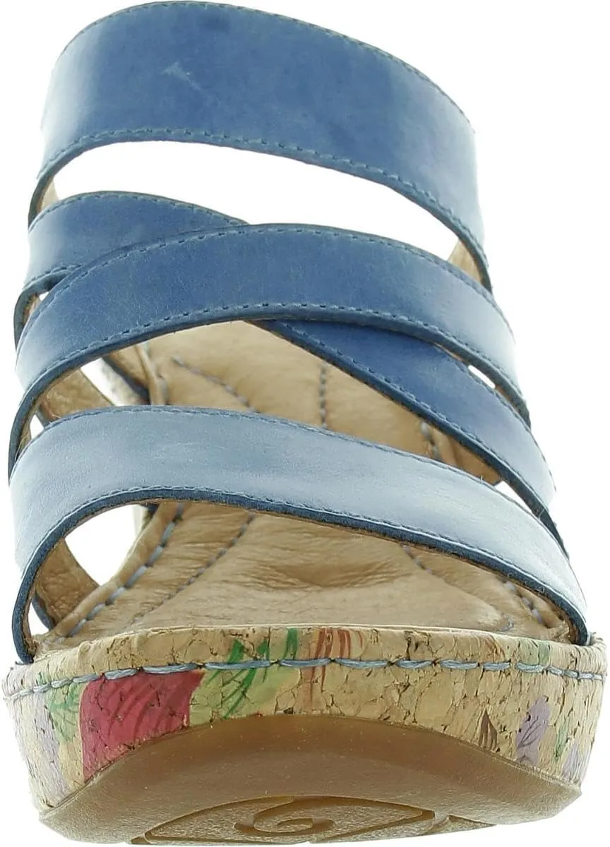 BORN Womens Cork Leather Wedge Sandals