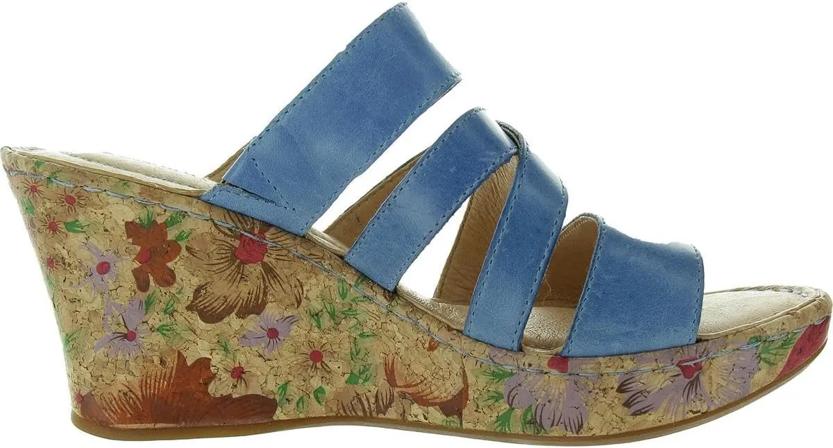BORN Womens Cork Leather Wedge Sandals