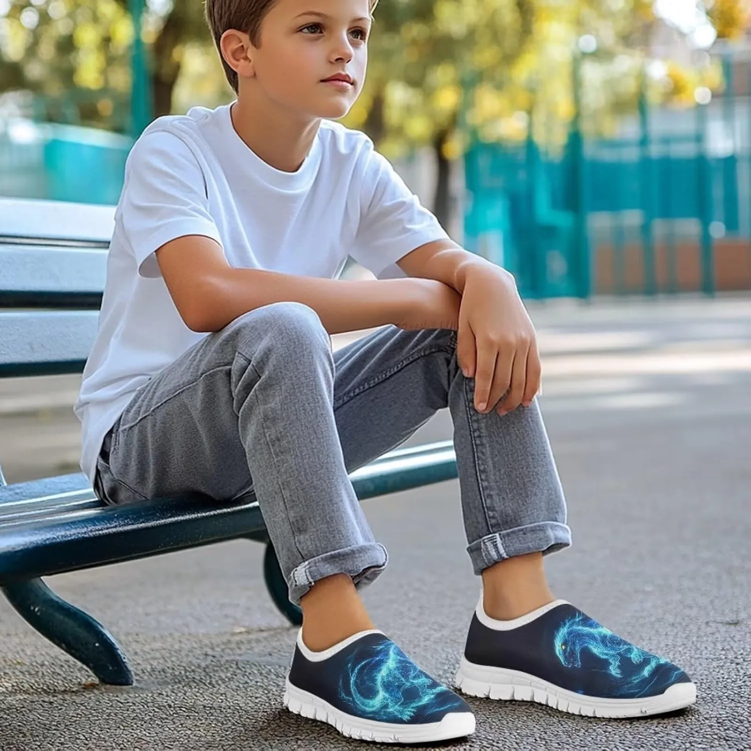 Boys Running Slip On Shoes Breathable Kids School Athletic Shoes for Travel