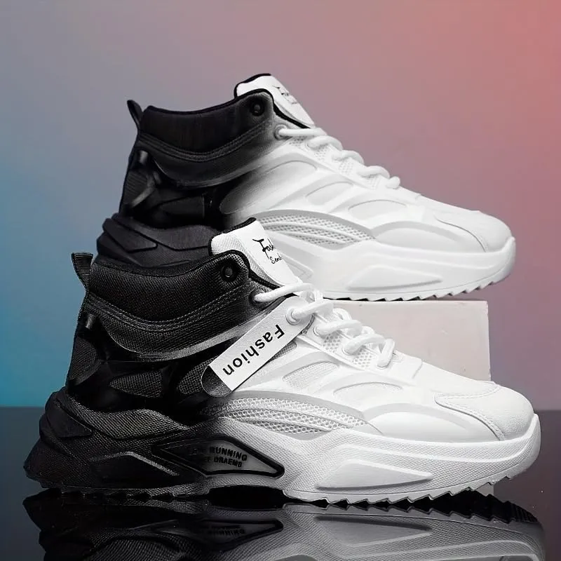 Breathable High Top Men's Lace-up Sneakers with Gradient Design