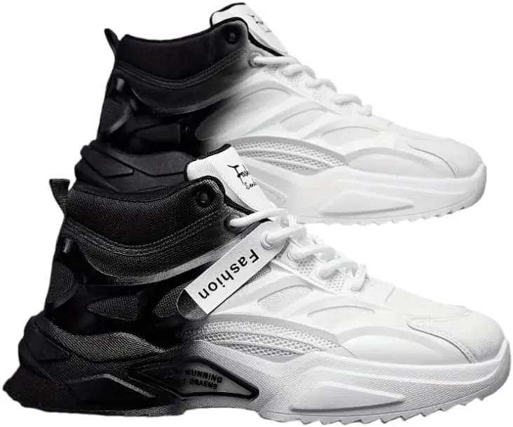 Breathable High Top Men's Lace-up Sneakers with Gradient Design