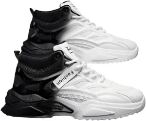 Breathable High Top Men's Lace-up Sneakers with Gradient Design