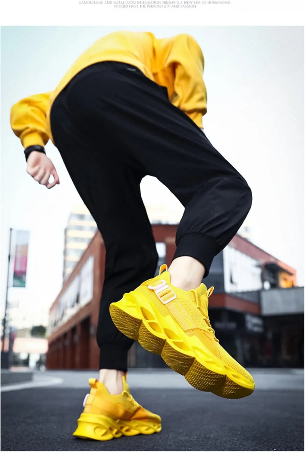 Breathable Mesh Stylish High Top Slip On Sneakers for Men Lightweight Blade Sole Design Sports Streetwear Shoes for Running Walking Gym Fashion Daily Wear