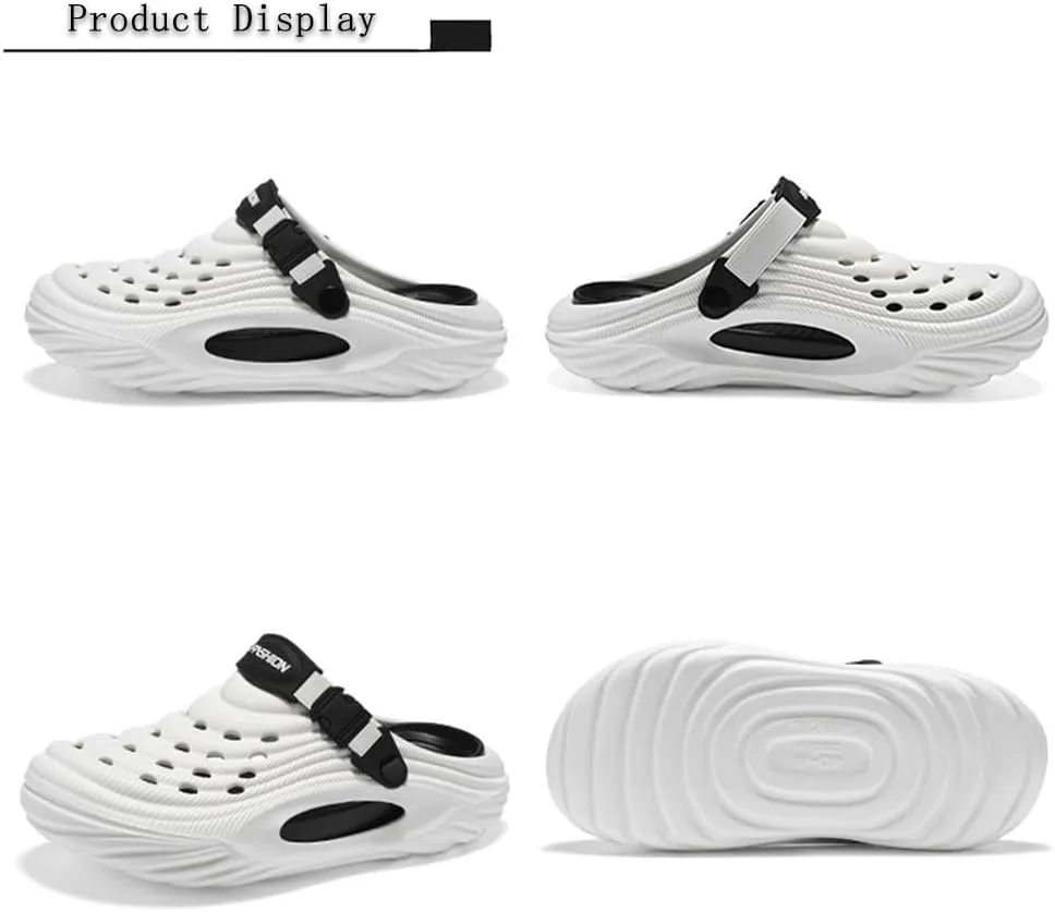 Breathable Slip-On Sandals for Men, 5cm/1.97in Summer Hollow Thick-Soled Beach Sandals, Non-Slip Eva Light and Comfortable Slippers, Suitable for Indoor and Beach Activities