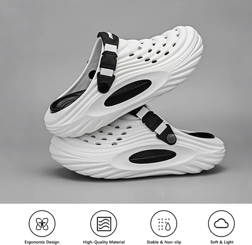 Breathable Slip-On Sandals for Men, 5cm/1.97in Summer Hollow Thick-Soled Beach Sandals, Non-Slip Eva Light and Comfortable Slippers, Suitable for Indoor and Beach Activities