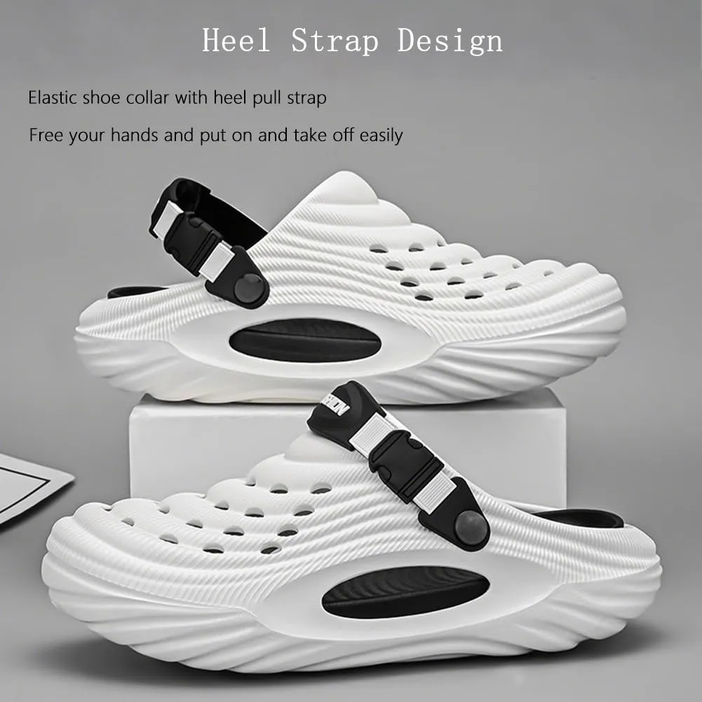 Breathable Slip-On Sandals for Men, 5cm/1.97in Summer Hollow Thick-Soled Beach Sandals, Non-Slip Eva Light and Comfortable Slippers, Suitable for Indoor and Beach Activities