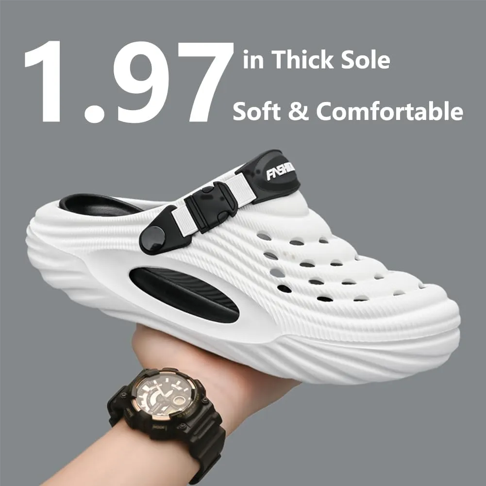 Breathable Slip-On Sandals for Men, 5cm/1.97in Summer Hollow Thick-Soled Beach Sandals, Non-Slip Eva Light and Comfortable Slippers, Suitable for Indoor and Beach Activities
