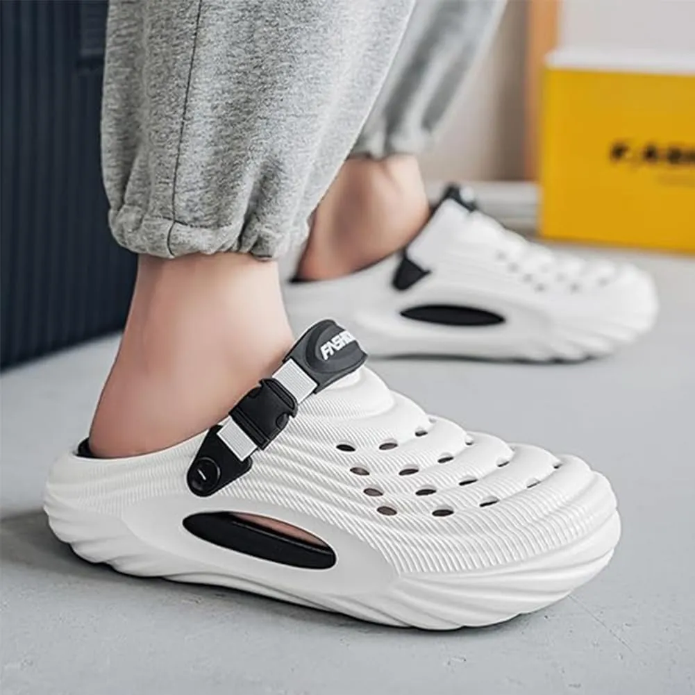 Breathable Slip-On Sandals for Men, 5cm/1.97in Summer Hollow Thick-Soled Beach Sandals, Non-Slip Eva Light and Comfortable Slippers, Suitable for Indoor and Beach Activities