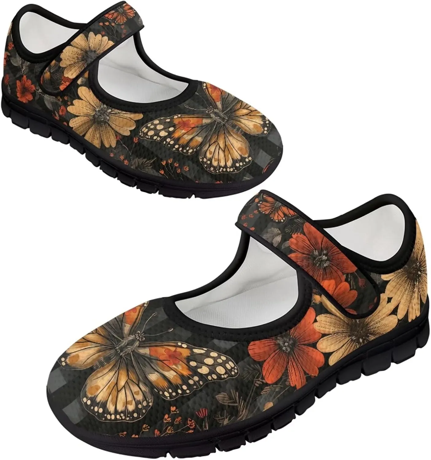 chaqlin Butterfly Dress Mary Jane Flats Slip On Womens Wide Comfortable Shoes Fashion Low Cut Breathable Strap Tennis Sneaker