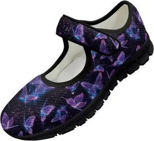chaqlin Butterfly Dress Mary Jane Flats Slip On Womens Wide Comfortable Shoes Fashion Low Cut Breathable Strap Tennis Sneaker