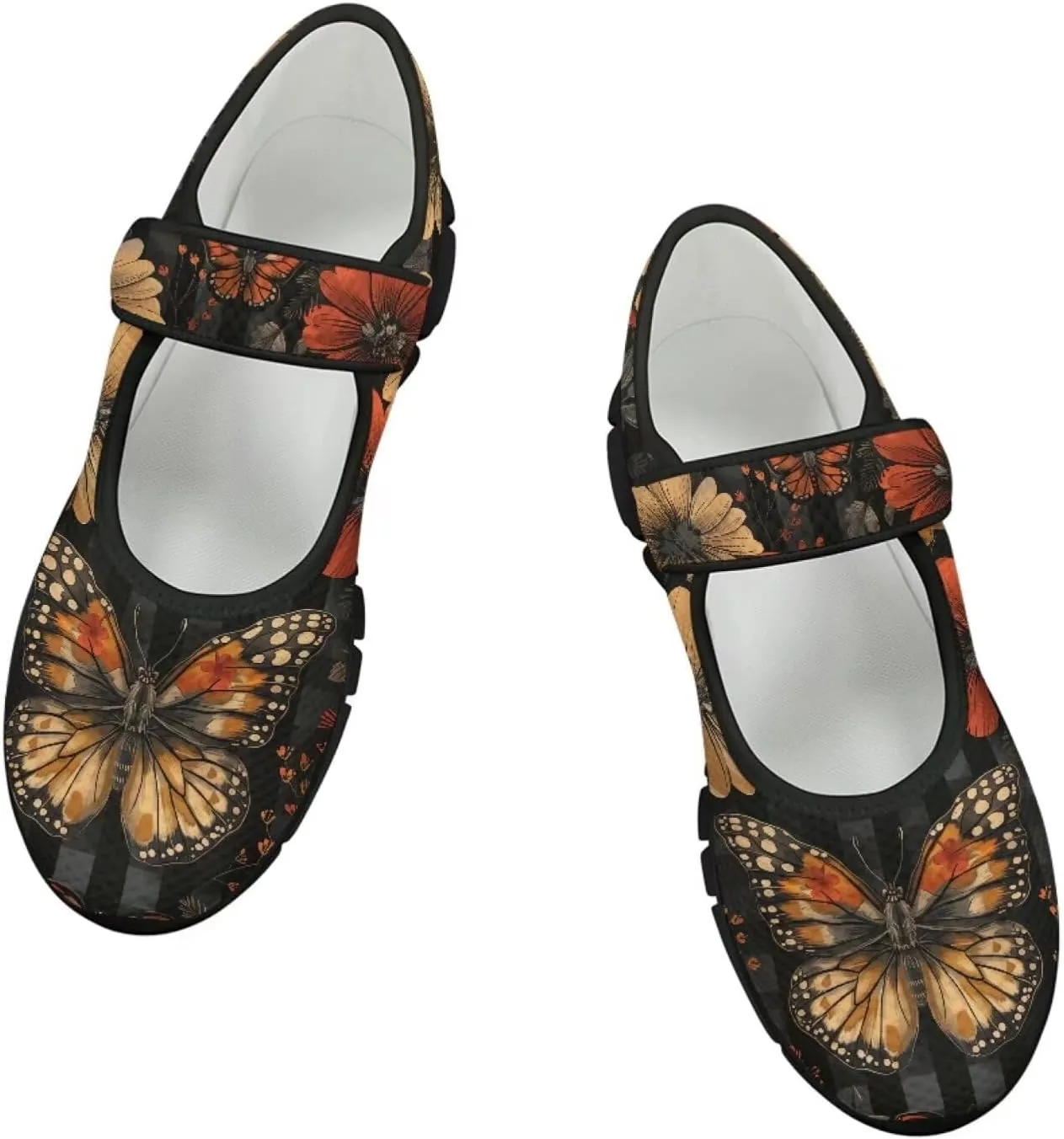 chaqlin Butterfly Dress Mary Jane Flats Slip On Womens Wide Comfortable Shoes Fashion Low Cut Breathable Strap Tennis Sneaker