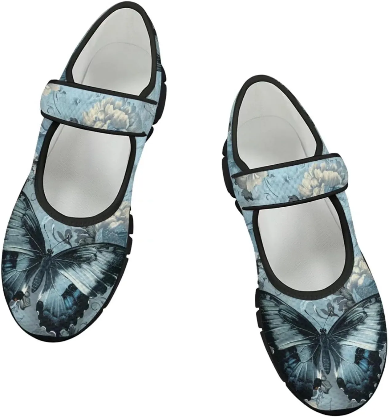 chaqlin Butterfly Dress Mary Jane Flats Slip On Womens Wide Comfortable Shoes Fashion Low Cut Breathable Strap Tennis Sneaker