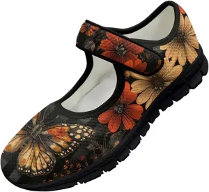 chaqlin Butterfly Dress Mary Jane Flats Slip On Womens Wide Comfortable Shoes Fashion Low Cut Breathable Strap Tennis Sneaker