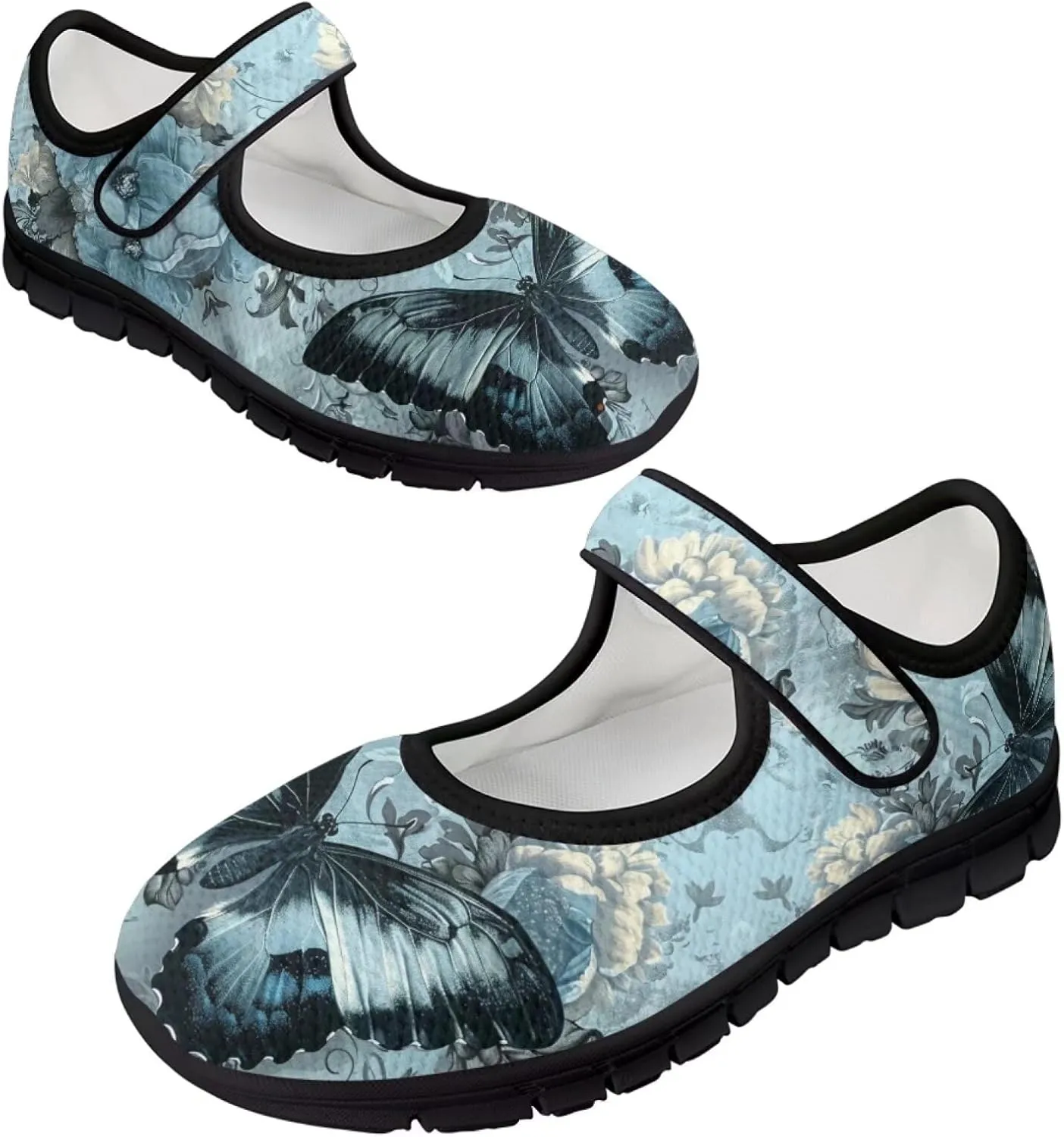 chaqlin Butterfly Dress Mary Jane Flats Slip On Womens Wide Comfortable Shoes Fashion Low Cut Breathable Strap Tennis Sneaker