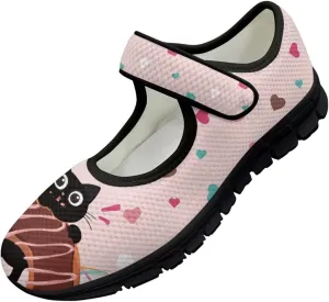 chaqlin Mary Jane Shoes Women Flats Food Print Tennis Mesh Shoe Non Slip Breathable Sneaker Wide Round Toe Comfy Walking Sneakers