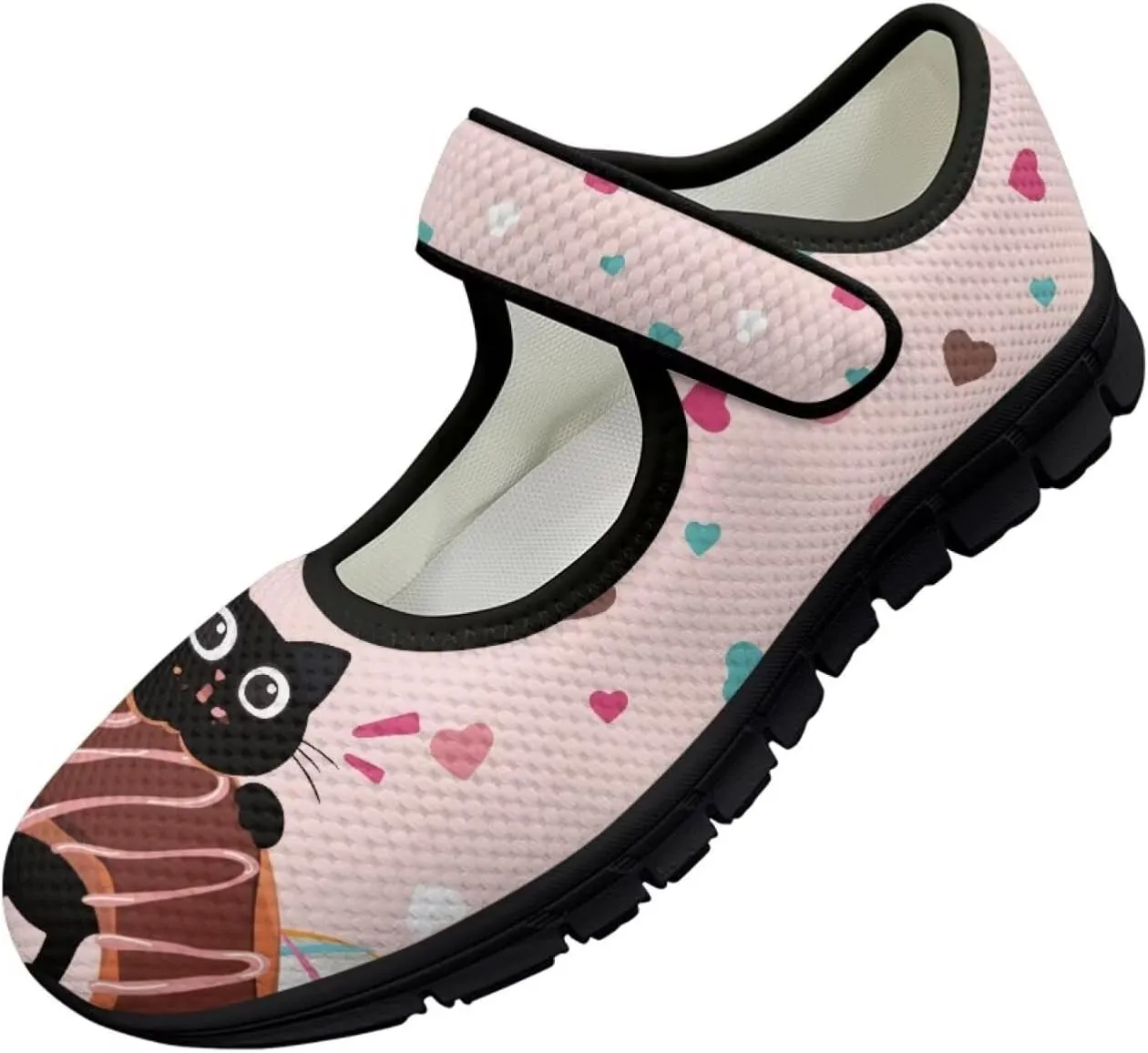 chaqlin Mary Jane Shoes Women Flats Food Print Tennis Mesh Shoe Non Slip Breathable Sneaker Wide Round Toe Comfy Walking Sneakers