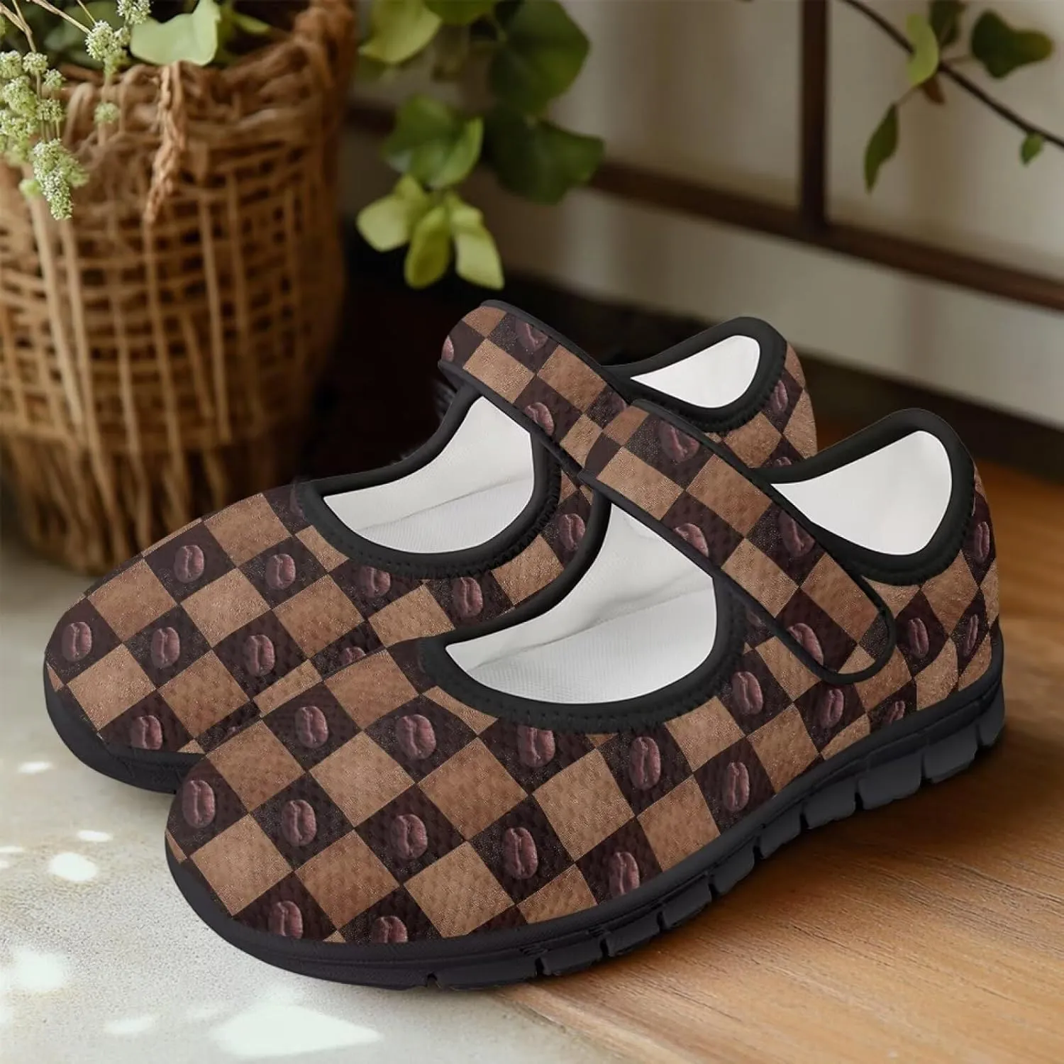 chaqlin Mary Jane Shoes Women Flats Food Print Tennis Mesh Shoe Non Slip Breathable Sneaker Wide Round Toe Comfy Walking Sneakers