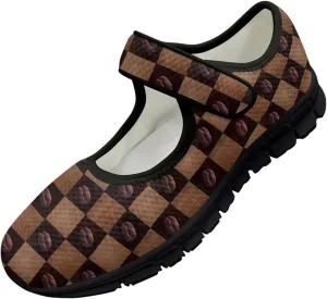 chaqlin Mary Jane Shoes Women Flats Food Print Tennis Mesh Shoe Non Slip Breathable Sneaker Wide Round Toe Comfy Walking Sneakers