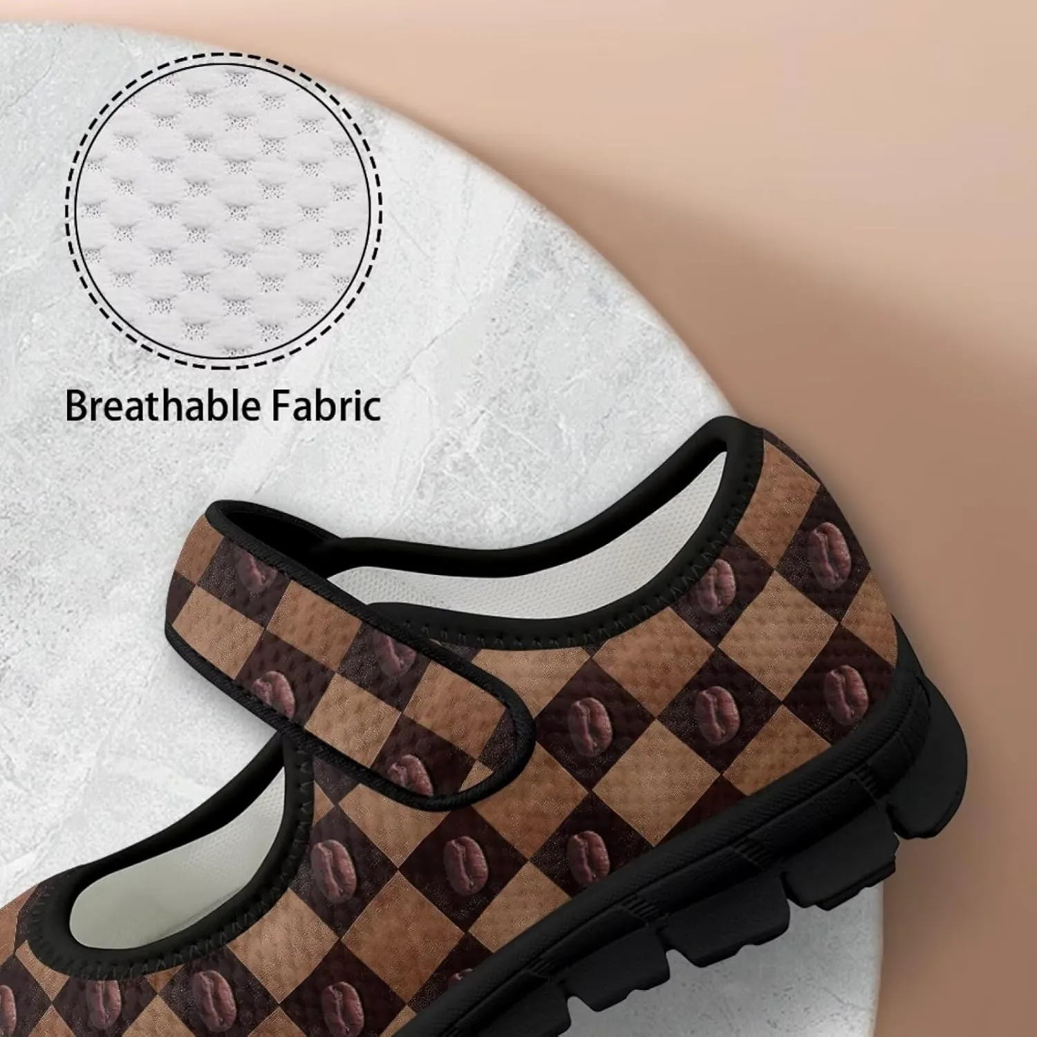 chaqlin Mary Jane Shoes Women Flats Food Print Tennis Mesh Shoe Non Slip Breathable Sneaker Wide Round Toe Comfy Walking Sneakers