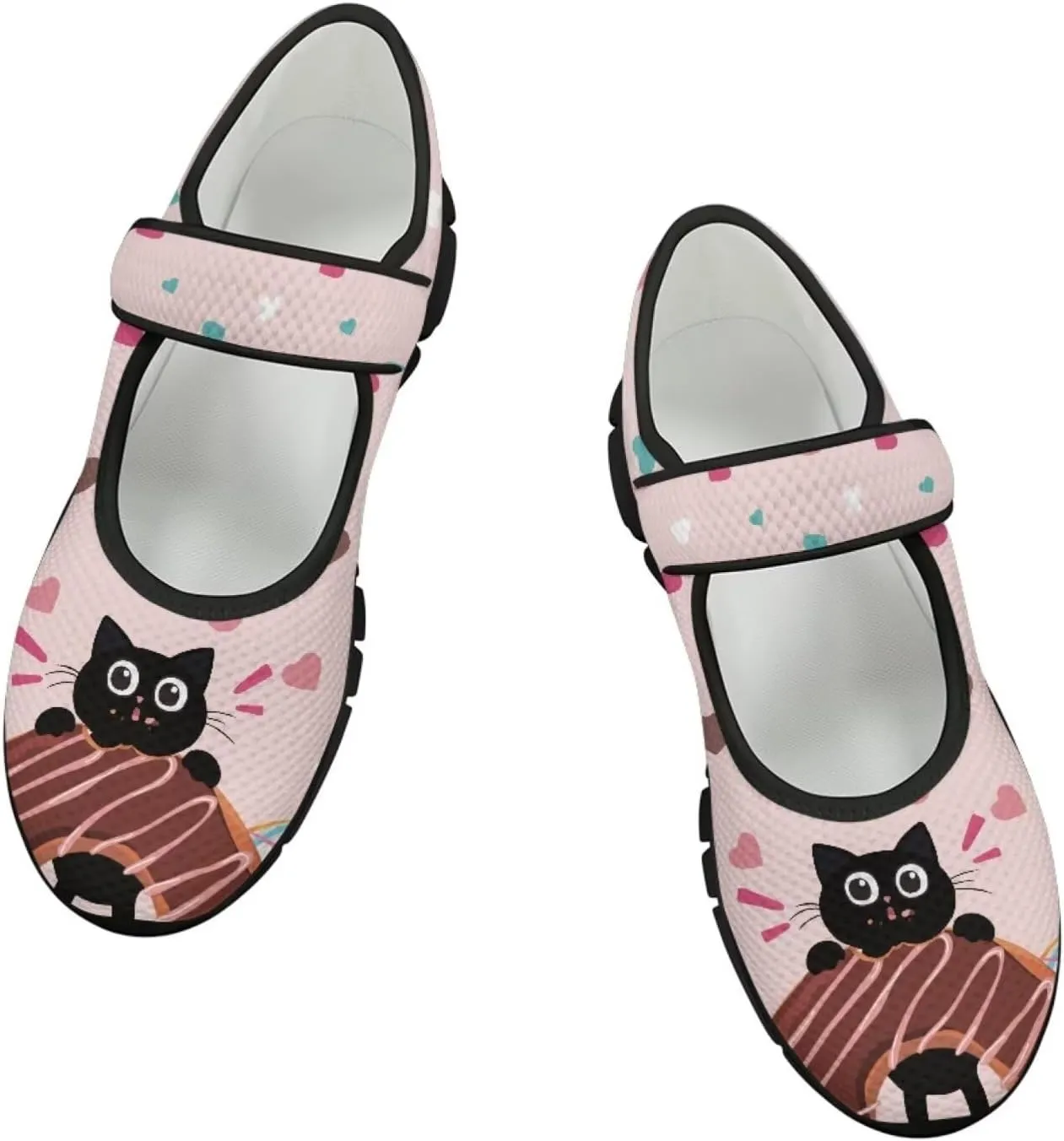 chaqlin Mary Jane Shoes Women Flats Food Print Tennis Mesh Shoe Non Slip Breathable Sneaker Wide Round Toe Comfy Walking Sneakers