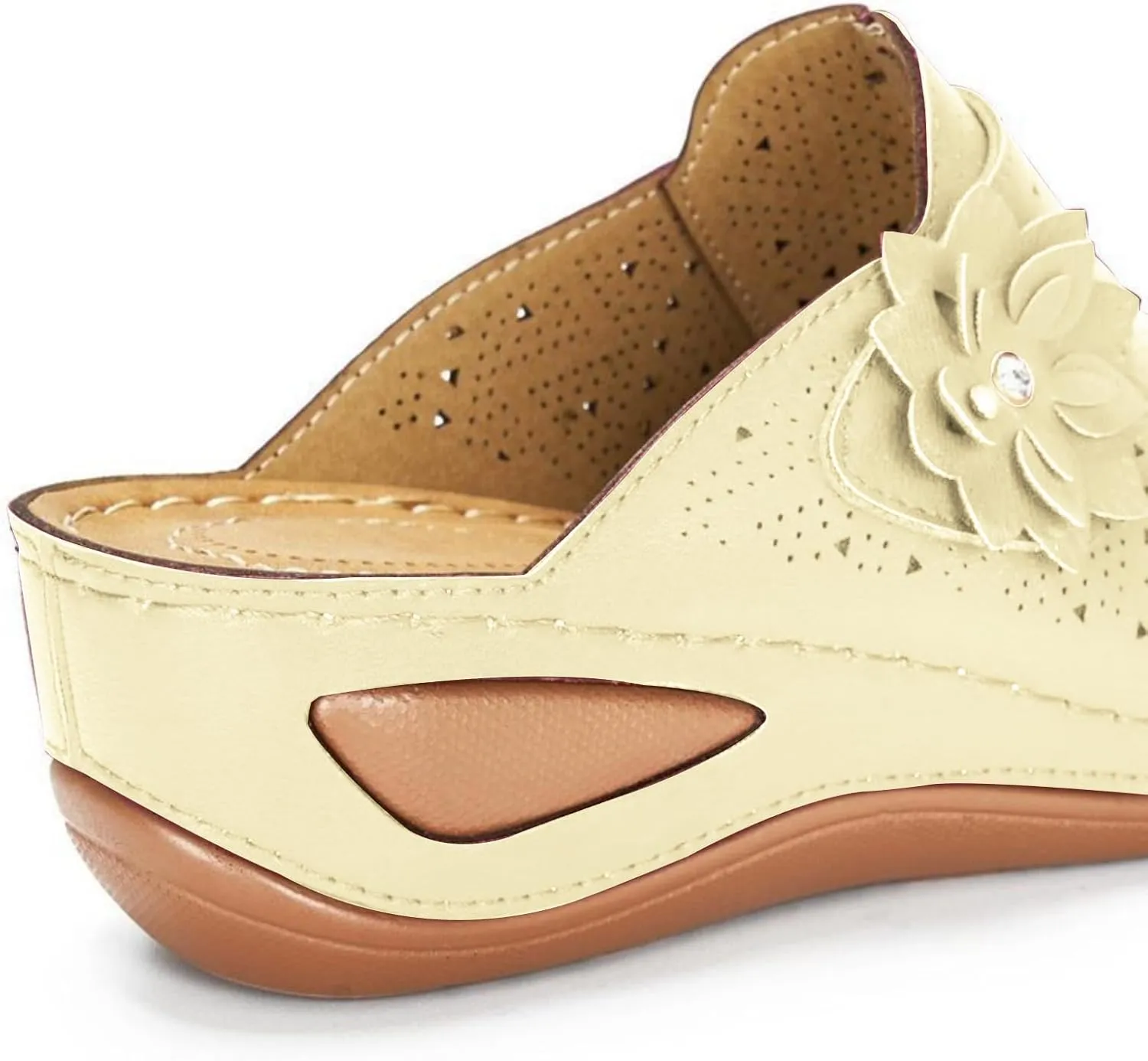 Clogs for Women Mules Shoes Summer Dressy Closed Toe Sandals with Arch Support Backless Low Wedge Slip On Comfortable Walking Shoes