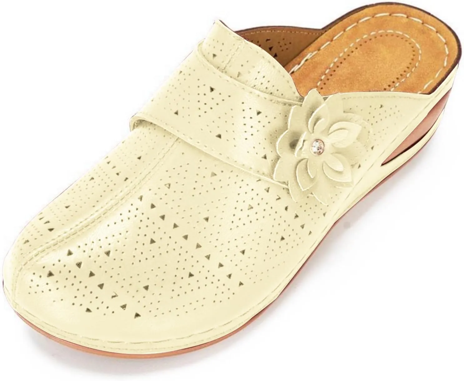 Clogs for Women Mules Shoes Summer Dressy Closed Toe Sandals with Arch Support Backless Low Wedge Slip On Comfortable Walking Shoes