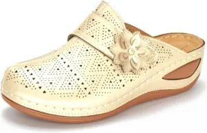 Clogs for Women Mules Shoes Summer Dressy Closed Toe Sandals with Arch Support Backless Low Wedge Slip On Comfortable Walking Shoes